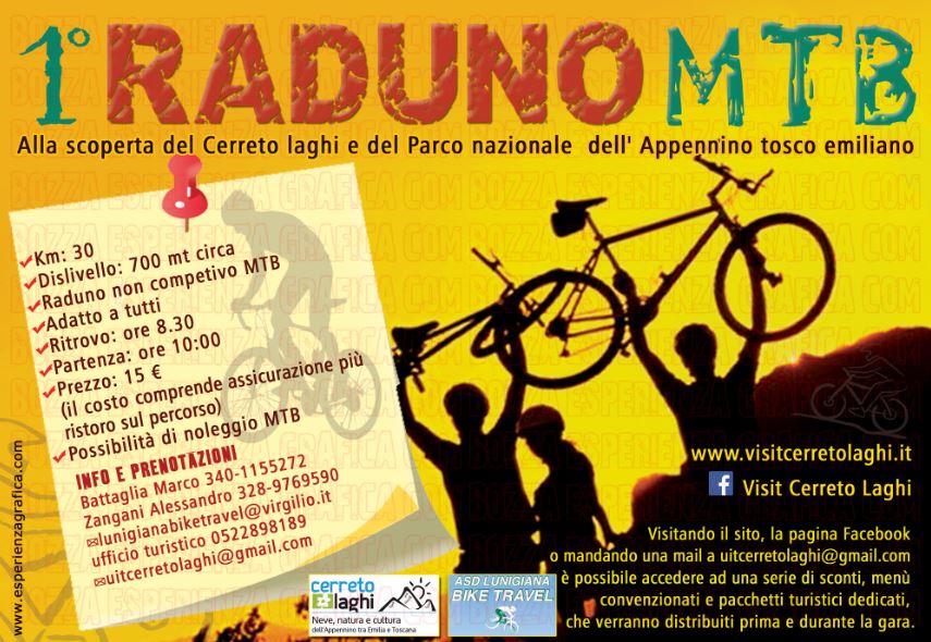 Lunigiana Bike Travel in collaborazione con Ufficio Informazioni Turistiche di Cerreto Laghi organizza l’imperdibile RADUNO per mountain bike lungo i percorsi di Cerreto Laghi.